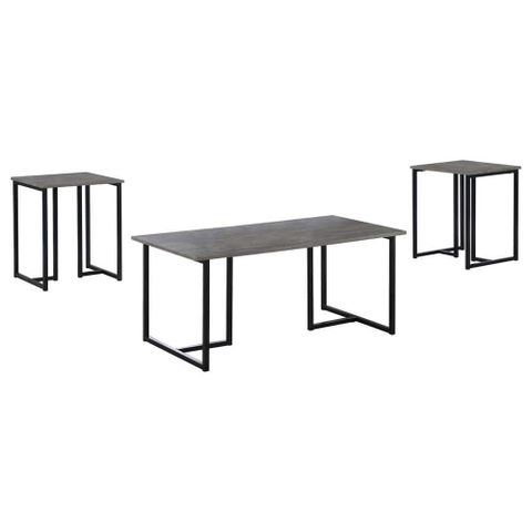 Coaster Nyla 42 In. W Weathered Gray And Black Rectangle Metal ... inside Black Gray Top Table Set 3 Piece Set